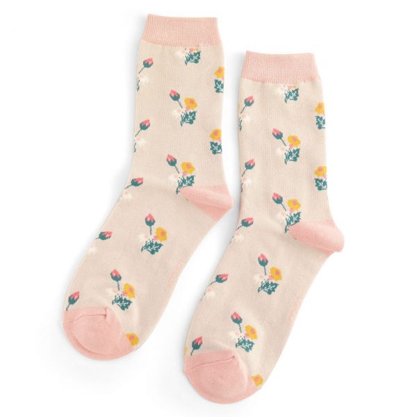Miss Sparrow Socken Mini-Blumen grau