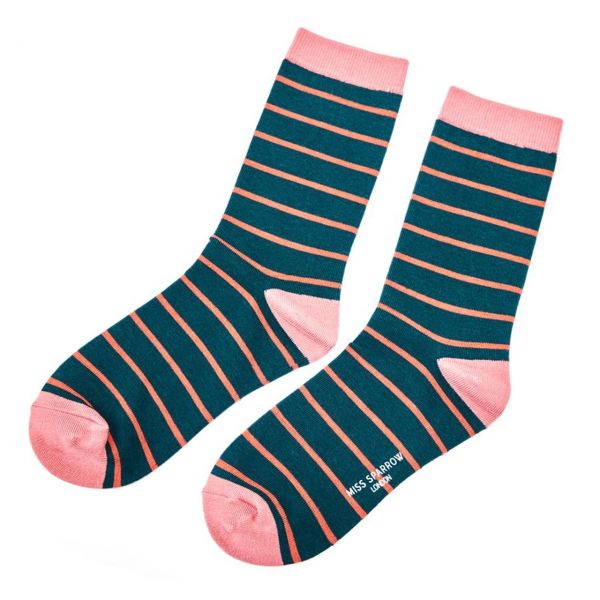 Miss Sparrow Socken Streifen rosa