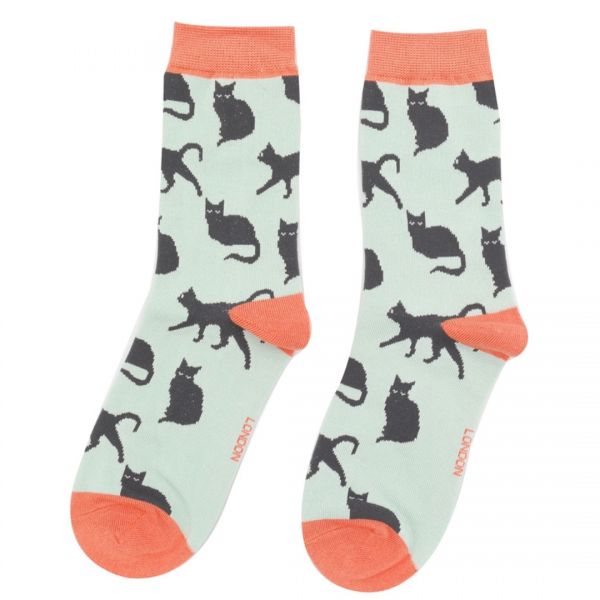 Miss Sparrow Socken Katzen mint