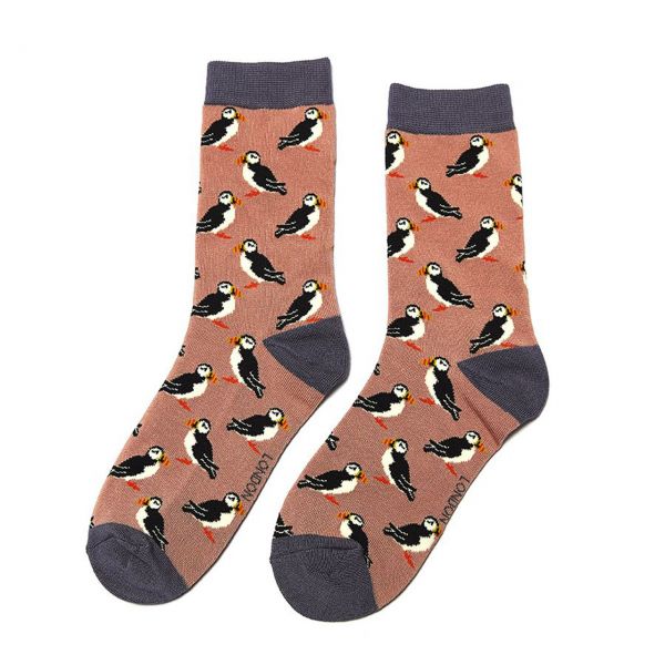 Miss Sparrow Socken Puffins rosa front