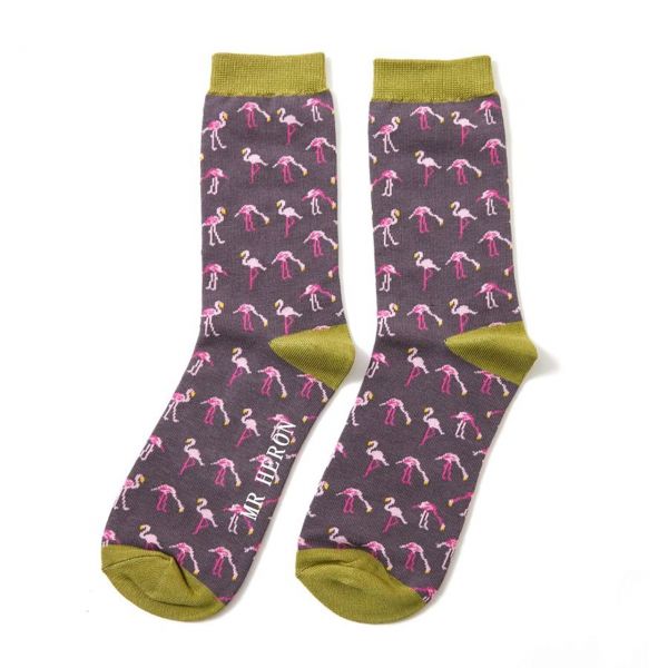 Mr. Heron Socken Flamingos grau