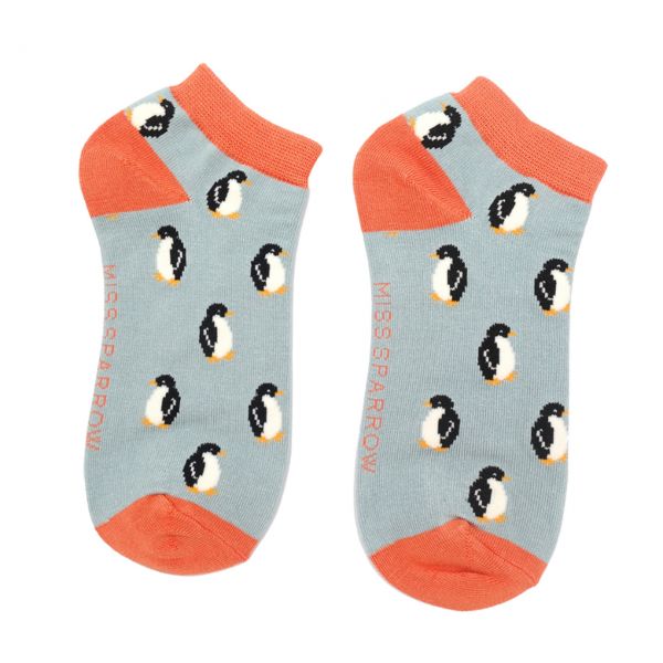 Miss Sparrow Socken low Pinguine hellblau