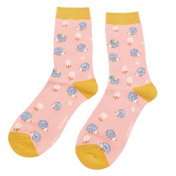 Miss Sparrow Socken Igel + Blumen rosa