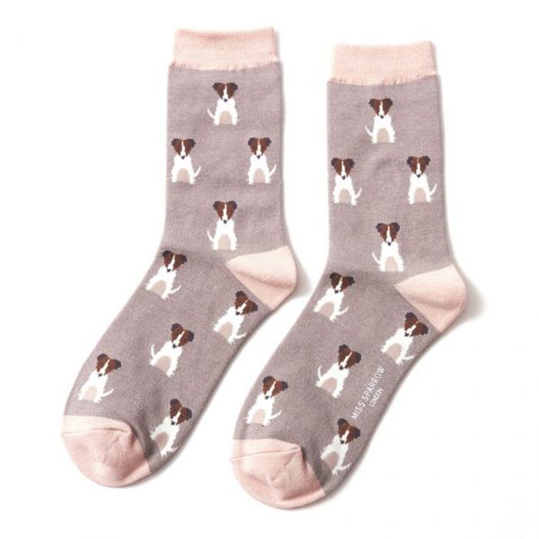 Miss Sparrow Socken Jack Russells grau