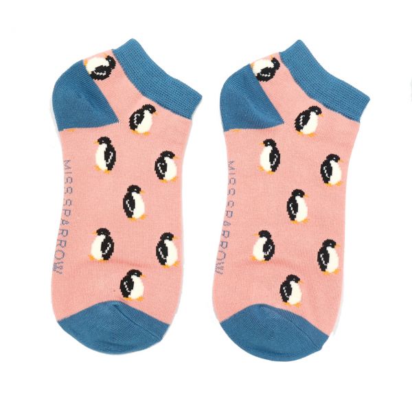 Miss Sparrow Socken low Pinguine rosa
