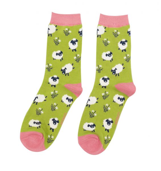 Miss Sparrow Socken Schafe grün