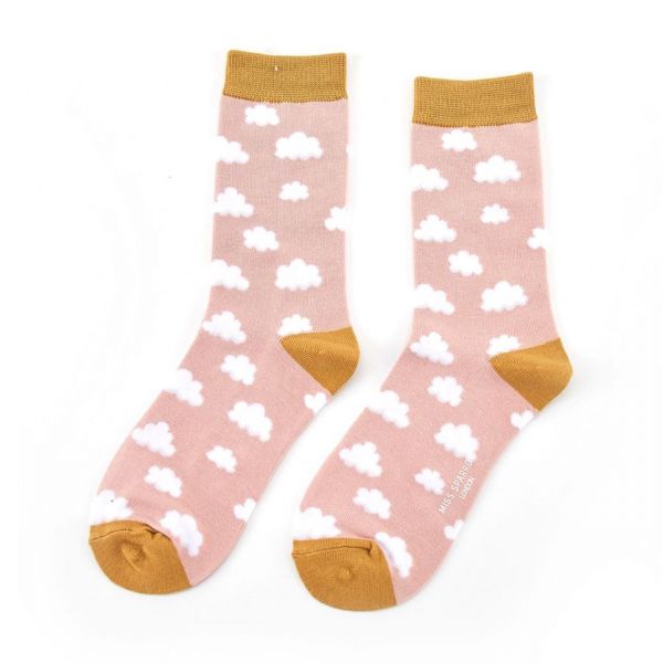 Miss Sparrow Socken Wolken rosa