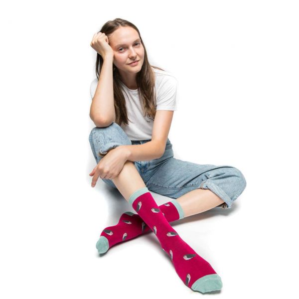 Miss Sparrow Socken Rotkehlchen rot